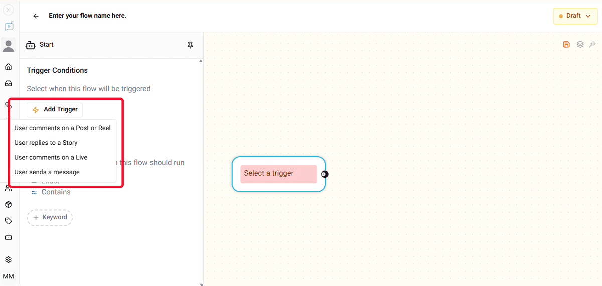 simple flow trigger setting