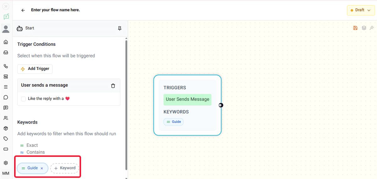 simple flow trigger setting