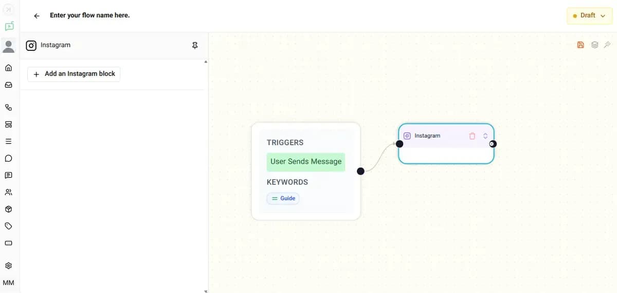 Adding an Instagram Message Node to send automated direct messages