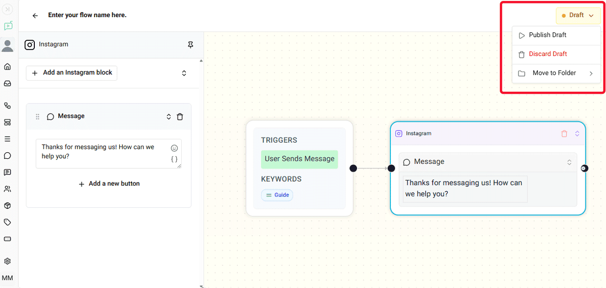 simple flow trigger setting