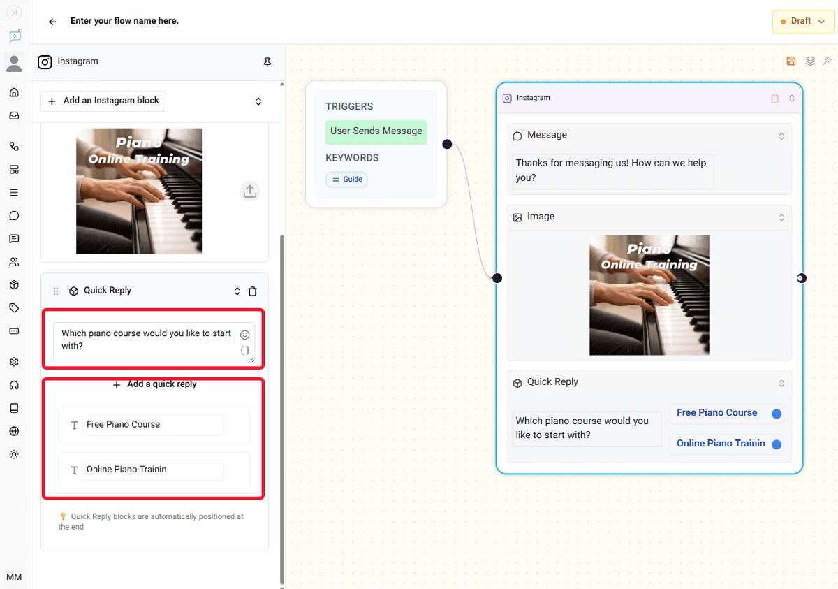 simple flow trigger setting