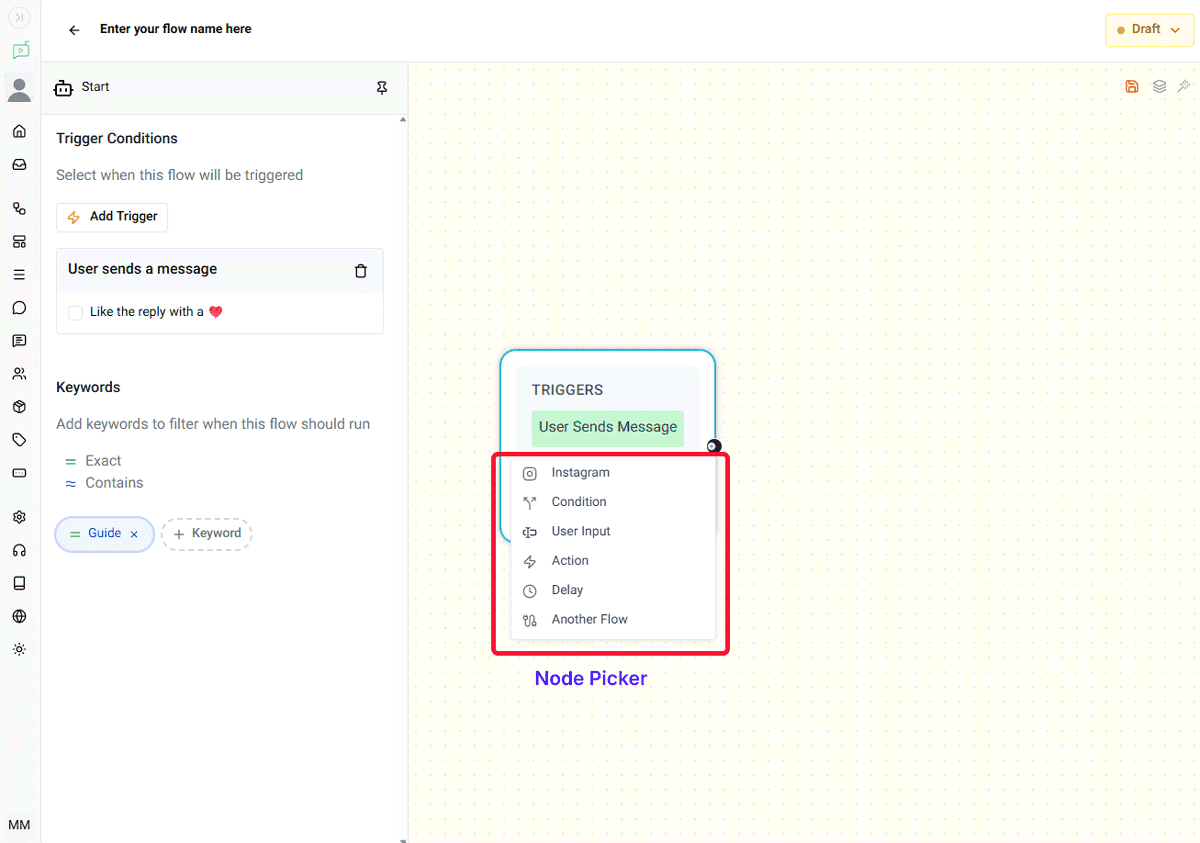 simple flow trigger setting