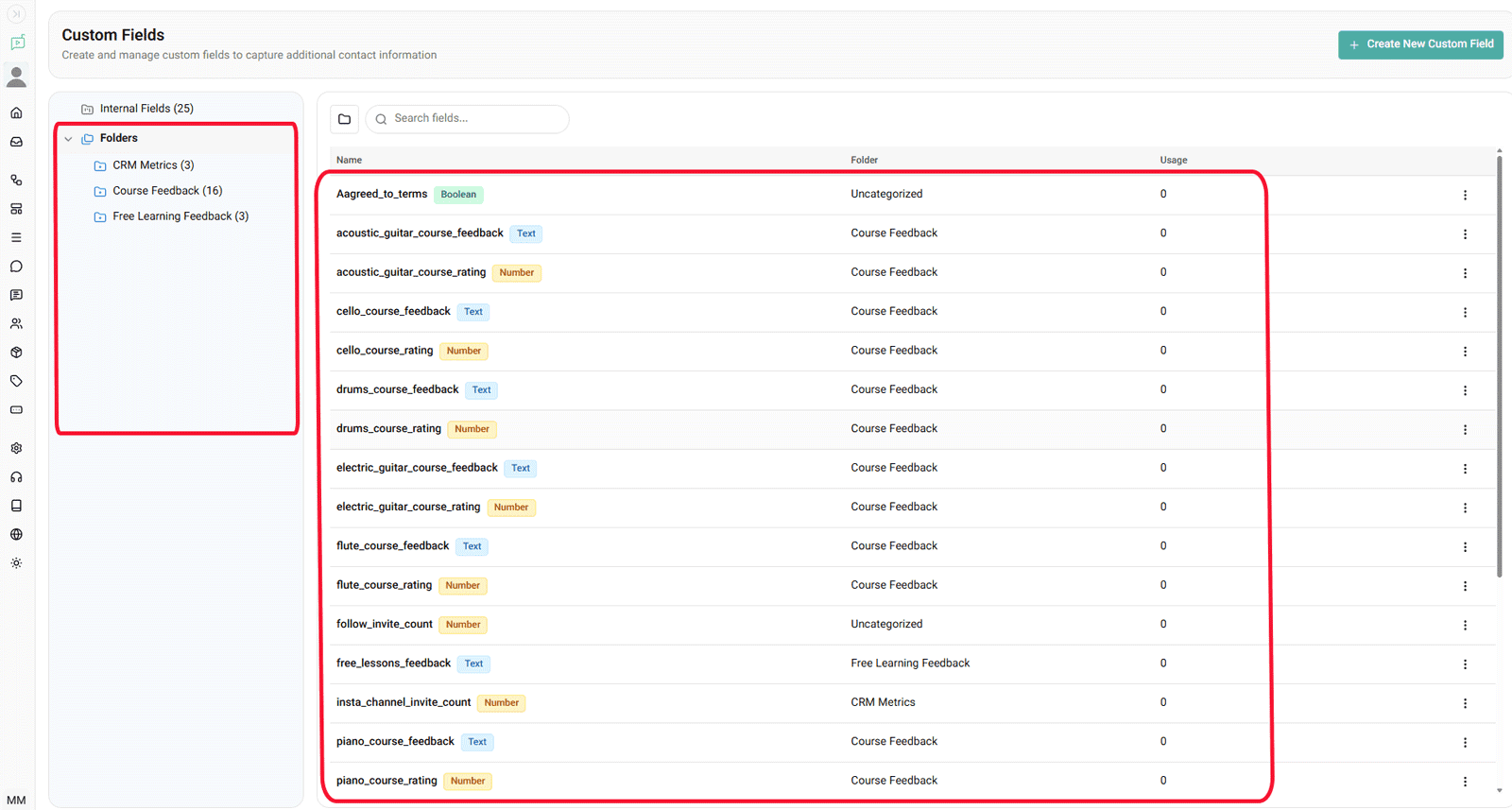 user defined fields