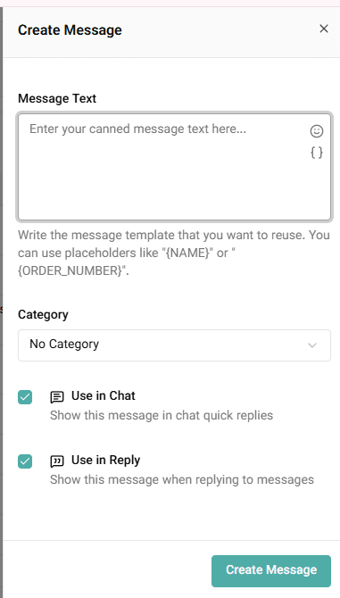 canned message creating