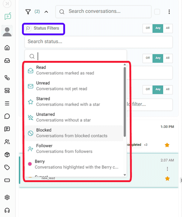 inbox-status filter