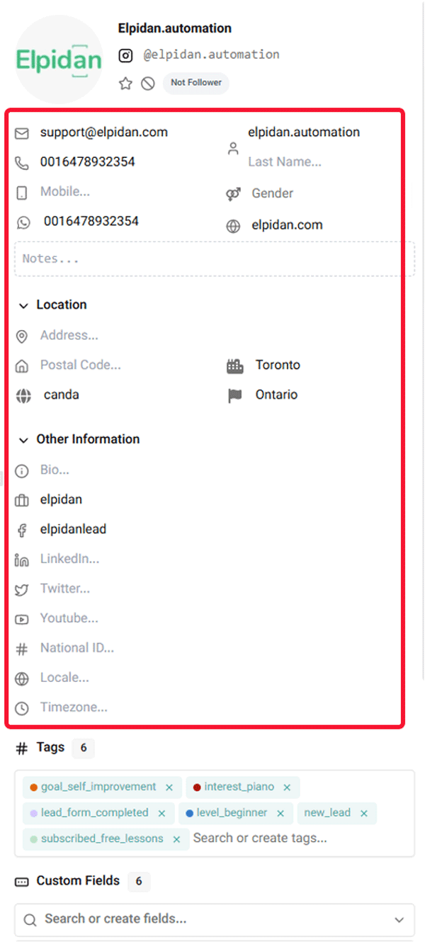 inbox internal fields option