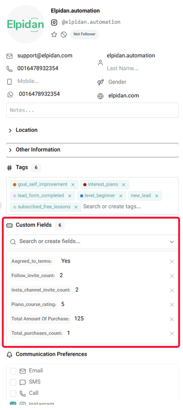 inbox user-defined fields