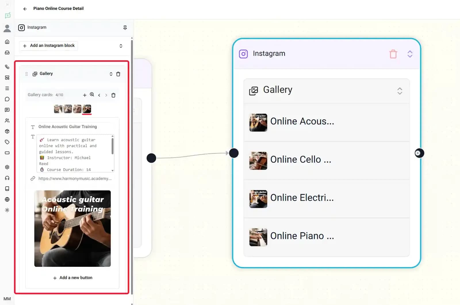 displaying products inside Instagram chat using automated message flows
