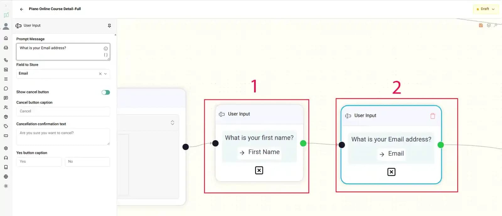 collecting user data through input fields in Instagram chat automation
