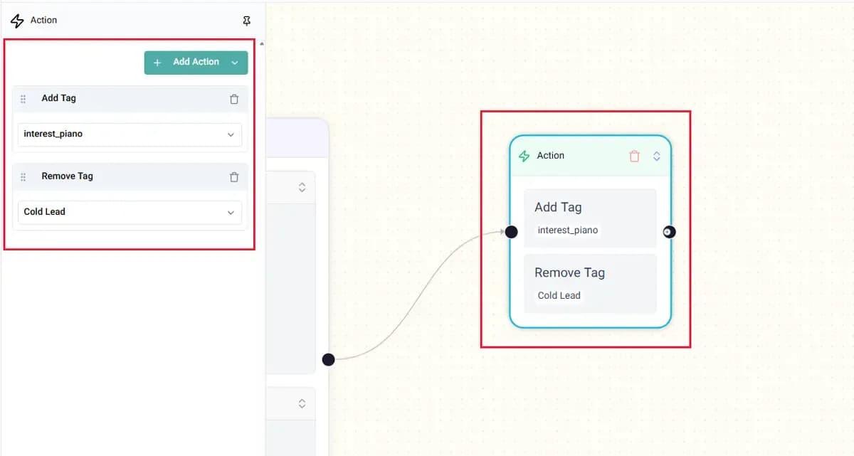 Action Nodes can automatically update Tags during a workflow
