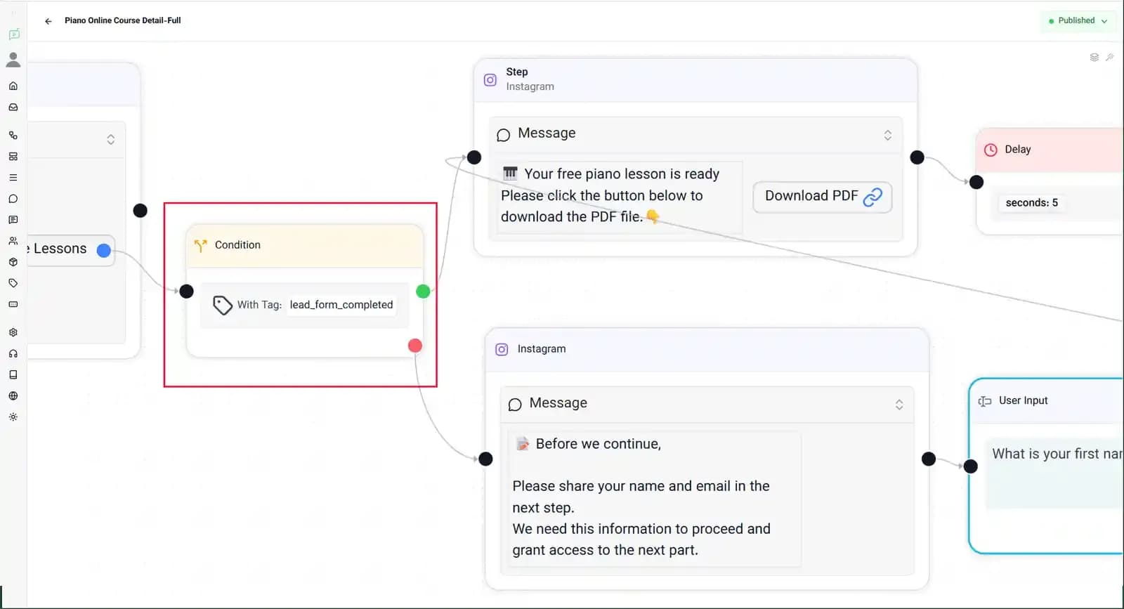 routing users with conditional logic in Instagram messaging workflows